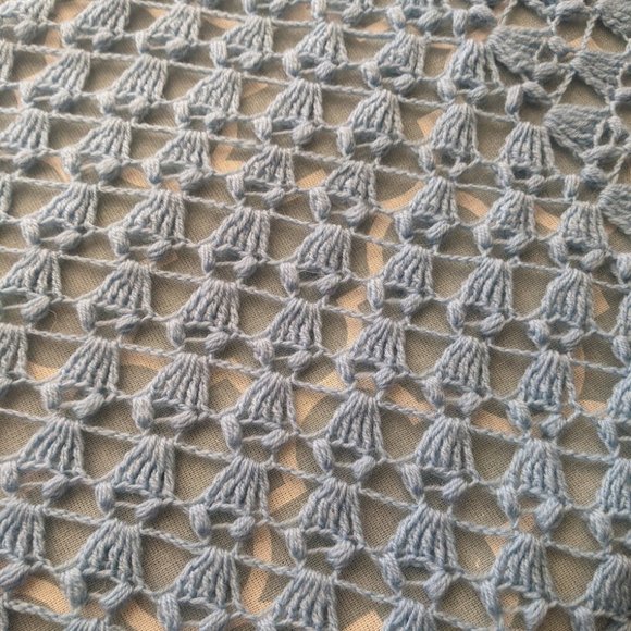 Handmade Crochet Merino Wool Light Blue Shawl. - Picture 4 of 4
